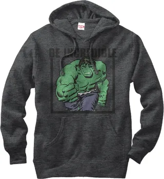 Men's Marvel Hulk Be Incredible Pull Over Hoodie - Charcoal Heather - 2X Large