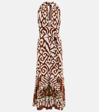 Antique Dialog printed cotton midi dress