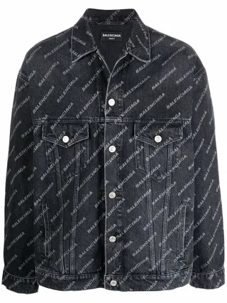 Typo logo-print denim jacket