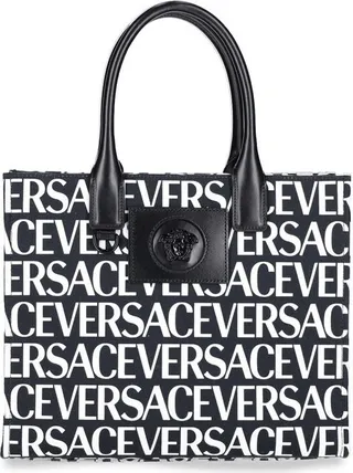 Versace Allover Logo Printed Tote Bag