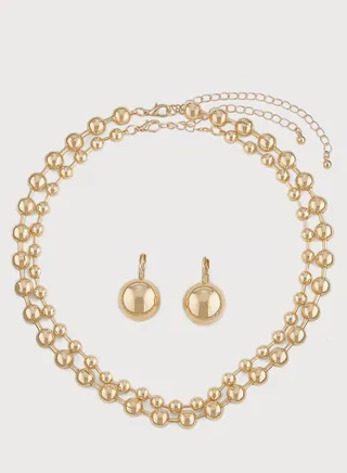 Ball Chain Necklace & Earrings Set