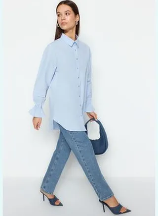 Light Blue Lace/Mesh/Mesh Regular Terrycotton Plain Weave