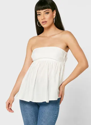 Bardot Pleated Peplum Top