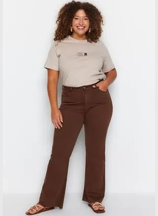 Brown Cut-Out Spanish Fit Denim Jeans.