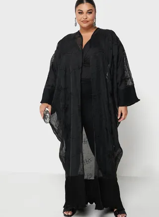 Embroidered Sheer Detail Abaya