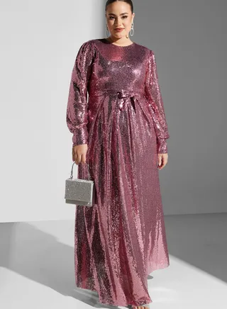 Sequin Detail Fit & Flare Dress