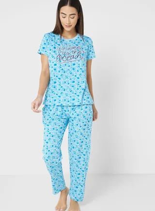 Graphic T-Shirt And Pyjama Set