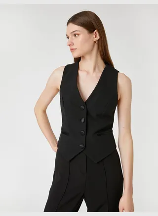 Crop Blazer Vest Pocket Detail
