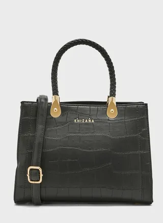 Croc Mini Handbag Withweave Detail Handles