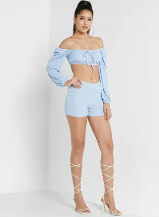 Ribbed Crop Top & Shorts Set
