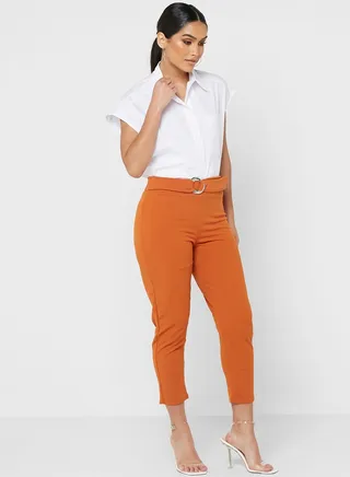 Belt Detail High Waist Pants