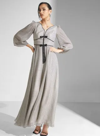 Front Knot Pleated Dress