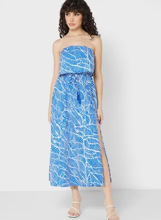 Ruffle Detail Printed Dress