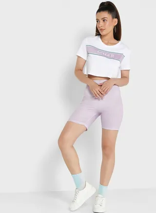 Graphic Cropped Tee & Shorts Set