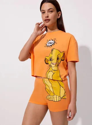 Simba Print T-Shirt & Pyjama Shorts Set