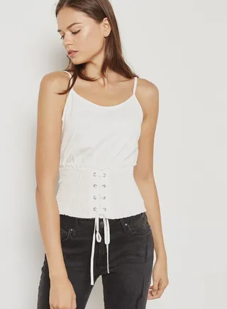 Shirred Corset Waist Cami Top