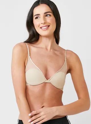 Mesh Cut-out Demi Coverage Bra