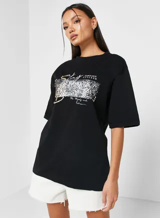 Embellished Graphic Detail T-Shirt