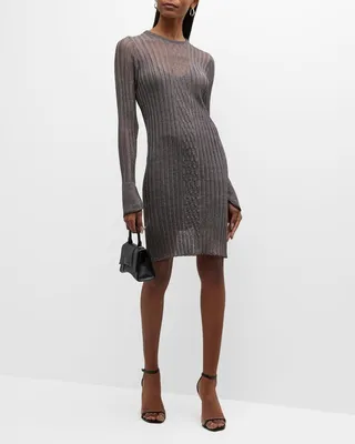 Metallic Body-Con Rib Mini Dress