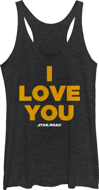 Women's Star Wars Princess Leia I Love You Racerback Tank Top - Black Heather - Medium