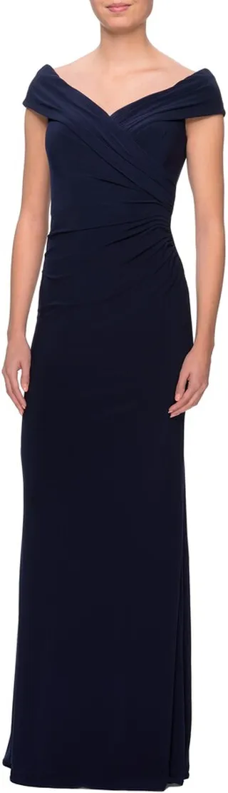 Ruched Surplice Jersey Gown