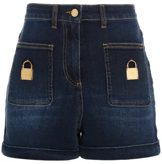 Elisabetta Franchi Padlock Plaque Denim Shorts