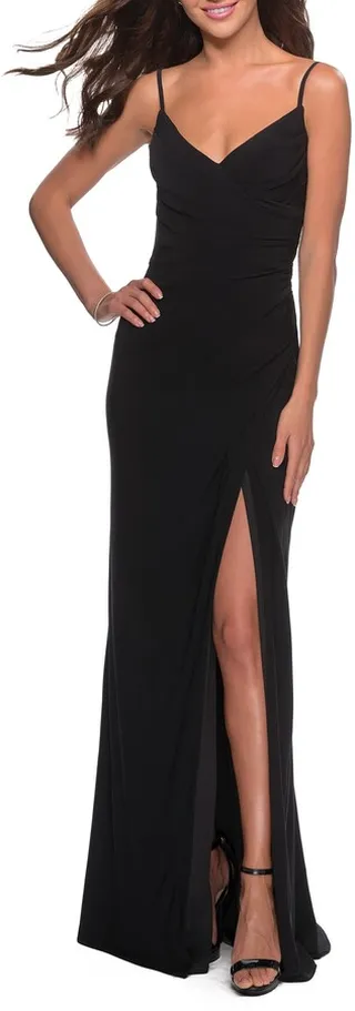 Ruched Jersey Trumpet Gown