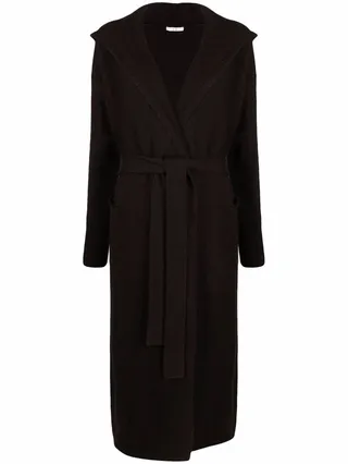 Wool-Cashmere Hooded Cardigan Coat