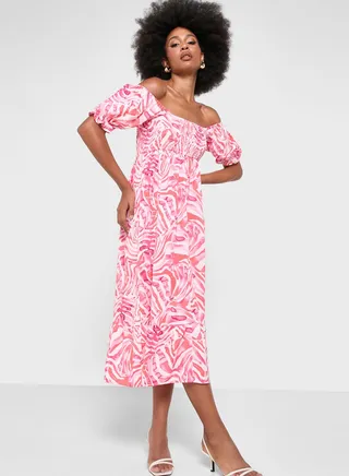 Off Shoulder Printed Dress