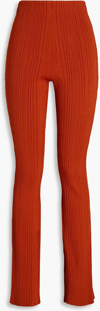 Ribbed-knit flared pants