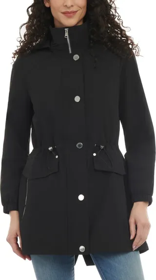 London Fog Petite Hooded Drawcord-Waist Anorak Jacket