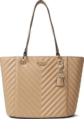 GUESS Noelle Small Elite Tote (Beige) Tote Handbags