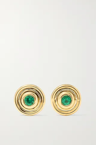Almasika - Mini Universum 18-karat Gold Emerald Earrings - One size