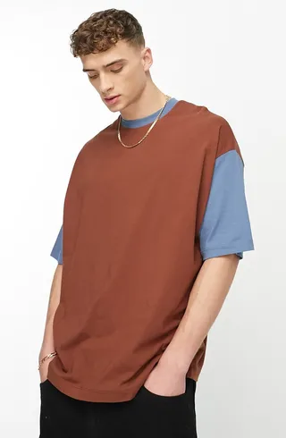 Oversize Colorblock Skull Graphic Tee