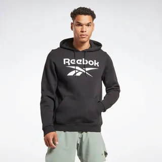 Reebok Identity Fleece Stacked Logo Pullover Hoodie Mens 2XL Black