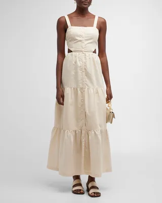 Shadi Button-Front Cut-Out Maxi Dress