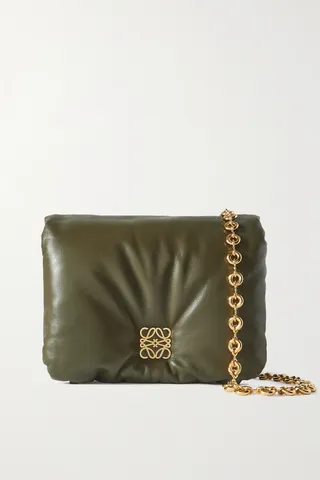 Loewe - Puffer Goya Padded Leather Down Shoulder Bag - Green