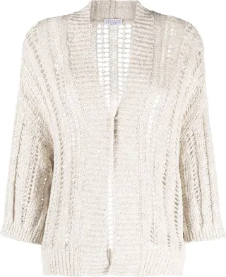 ribbed-knit V-neck cardigan