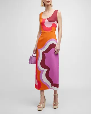 Optic Wave Midi Dress