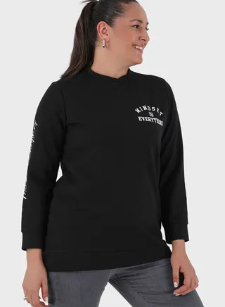 Round Neck Graphic Detail Sweatshirt