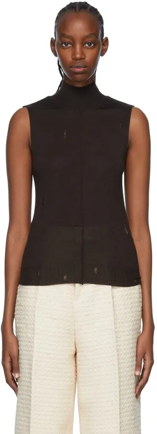AMIRI Brown Cashmere Tank Top