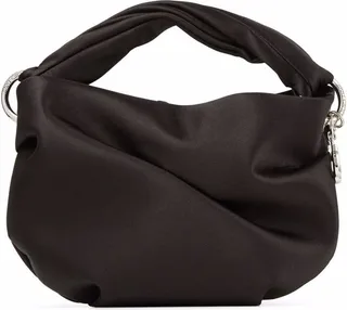 'bonny' Black Handbag With Chain In Silky Satin Woman Jimmy Choo