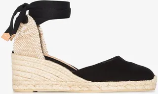 Black Carina 60 Ankle Tie Wedge Espadrilles