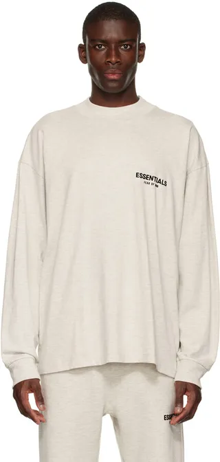 Essentials Off-White Cotton Long Sleeve T-Shirt