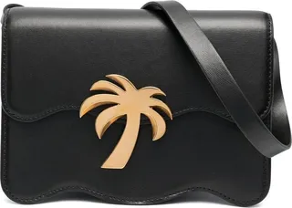 Palm-Motif Leather Shoulder Bag