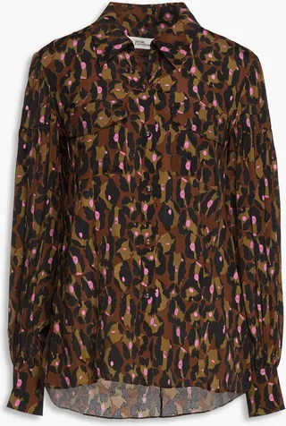 Parvati leopard-print crepe de chine shirt