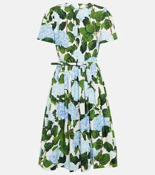 Floral cotton-blend midi dress