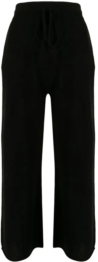 Cropped Drawstring Wool-Blend Trousers