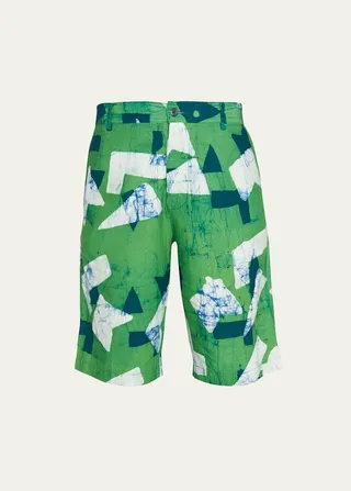 Geometric Hand-Batik Bermuda Shorts