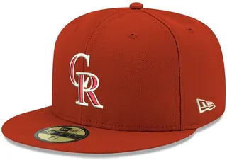 Men's Red Colorado Rockies Logo White 59Fifty Fitted Hat